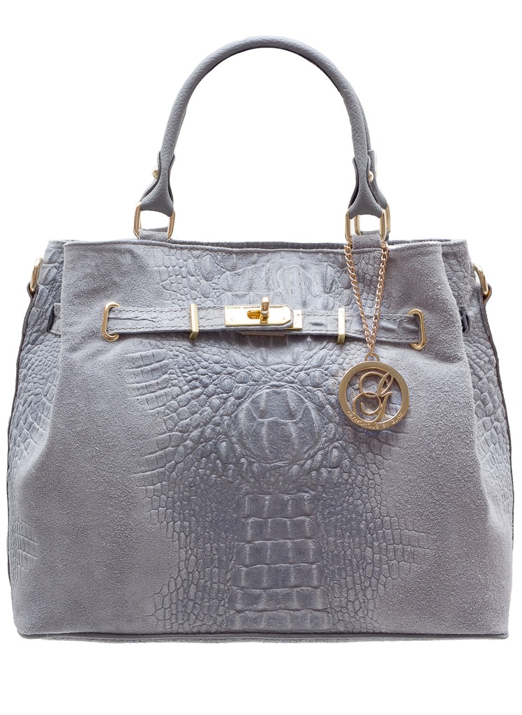 Dámská kožená kabelka zlaté doplňky krokodýl - šedá - Glamorous by GLAM - Kožené  kabelky - - GLAM, protože chci být odlišná!