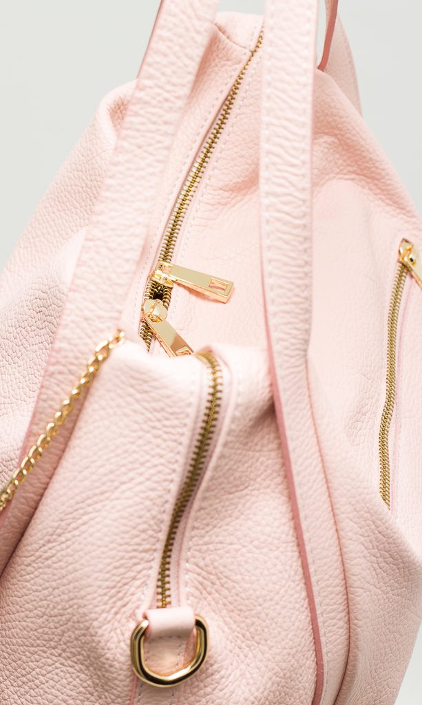 Dámská kožená kabelka se zlatým zipem - světle růžová - Glamorous by GLAM -  Kožené kabelky - - GLAM, protože chci být odlišná!