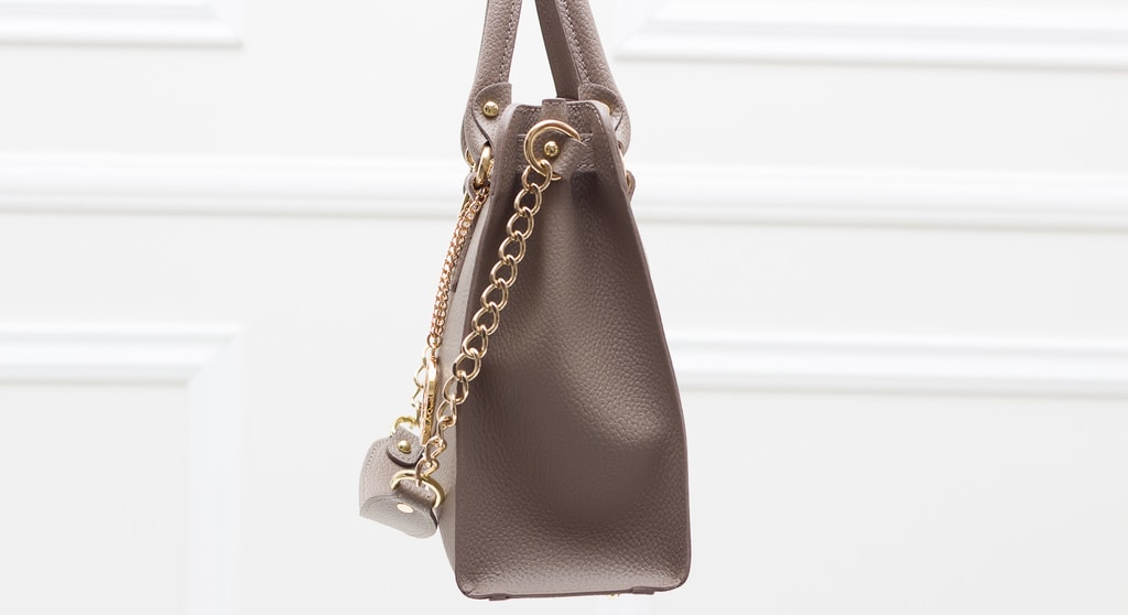 Dámská kožená kabelka se zámkem a řetízkem - šedo béžová - Glamorous by  GLAM - Kožené kabelky - - GLAM, protože chci být odlišná!