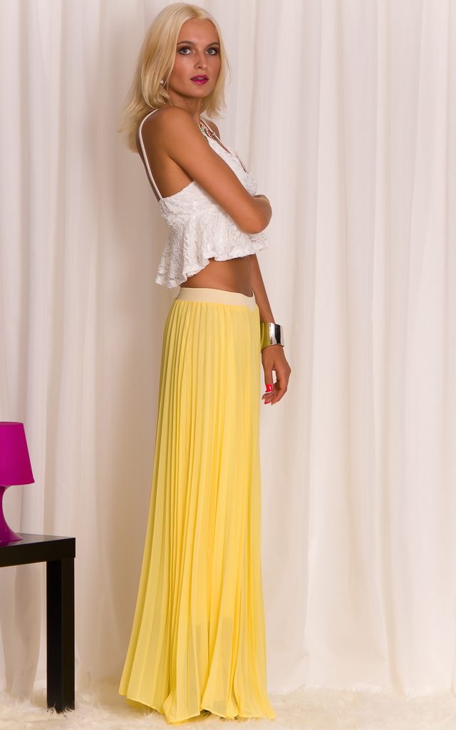Dlouhá plizovaná sukně žlutá - Glamorous by Glam - Sukně - Dámské oblečení  - GLAM, protože chci být odlišná!