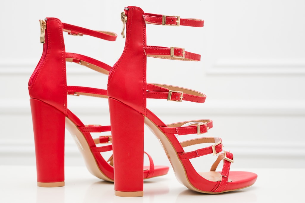 Dámské červené sandály na masivním podpatku - GLAM&GLAMADISE - Sandály -  Dámská obuv - GLAM, protože chci být odlišná!