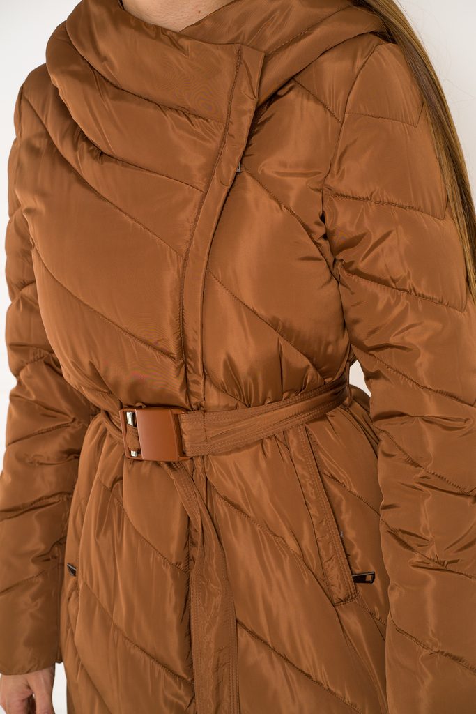 Dámská dlouhá zimní bunda s asymetrickým zipem - hnědá - Due Linee - Zimní  bundy - Dámské oblečení - GLAM, protože chci být odlišná!
