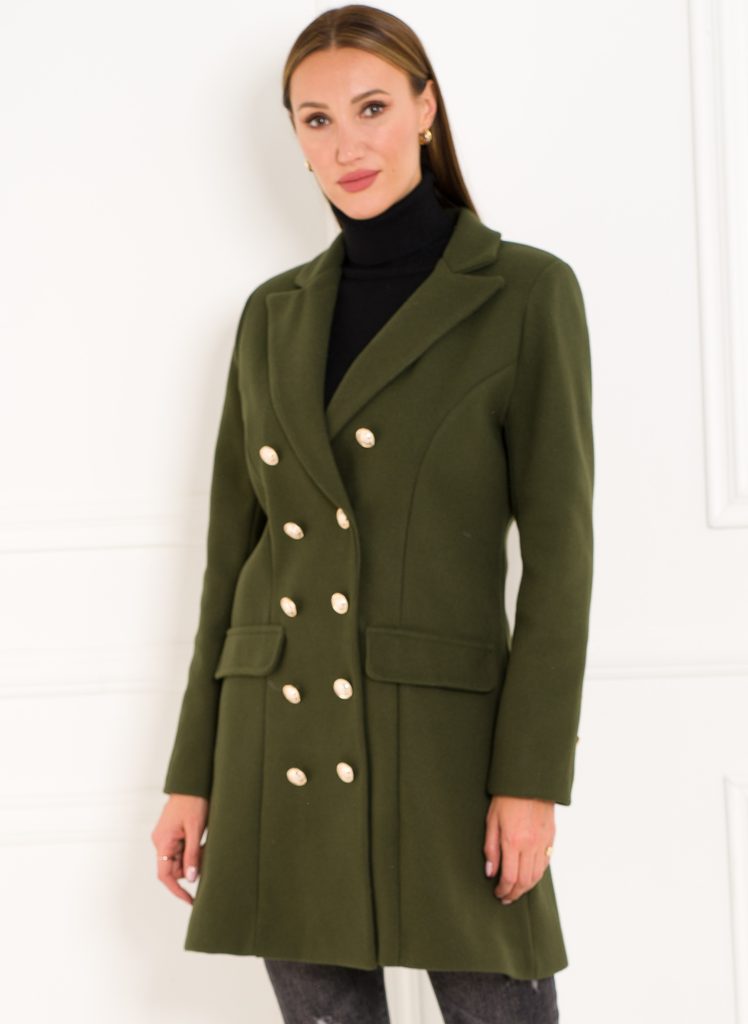 Dámský kabát se zlatými knoflíky tmavě zelená - CIUSA SEMPLICE - Kabáty -  Dámské oblečení - GLAM, protože chci být odlišná!