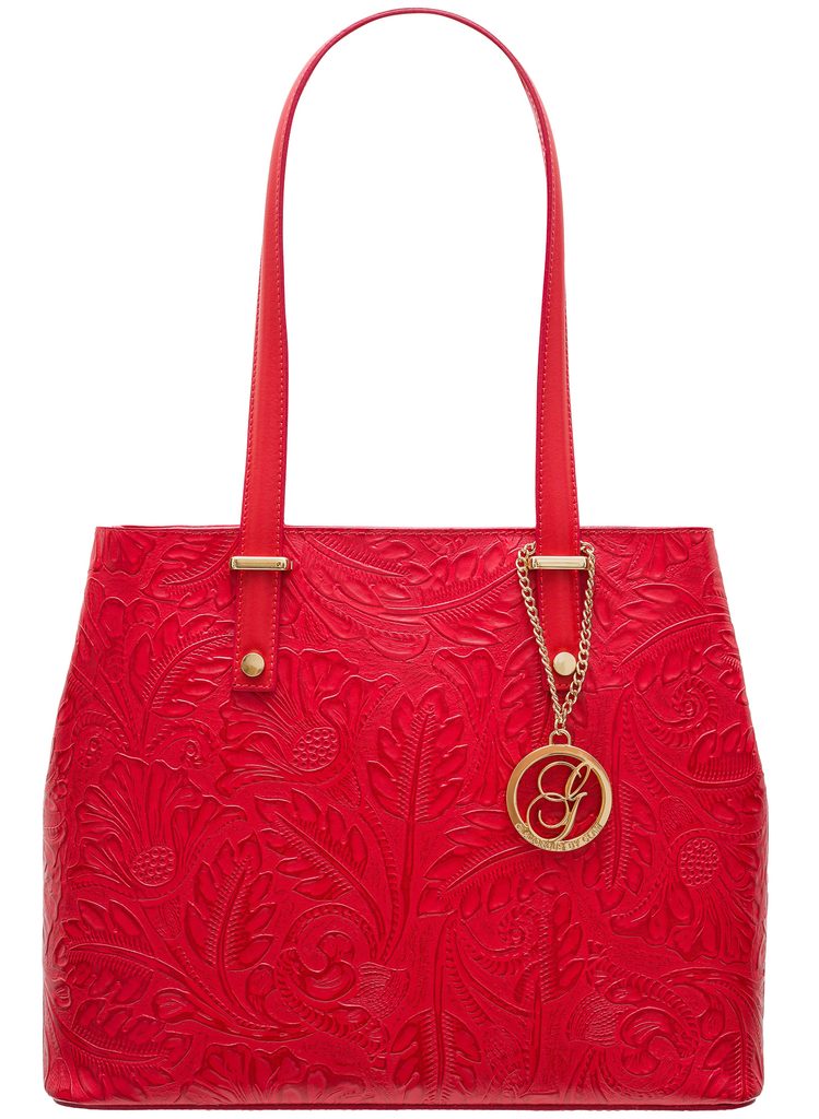 Kožená kabelka s květy přes rameno - červená - Glamorous by GLAM - Přes  rameno - Kožené kabelky - GLAM, protože chci být odlišná!