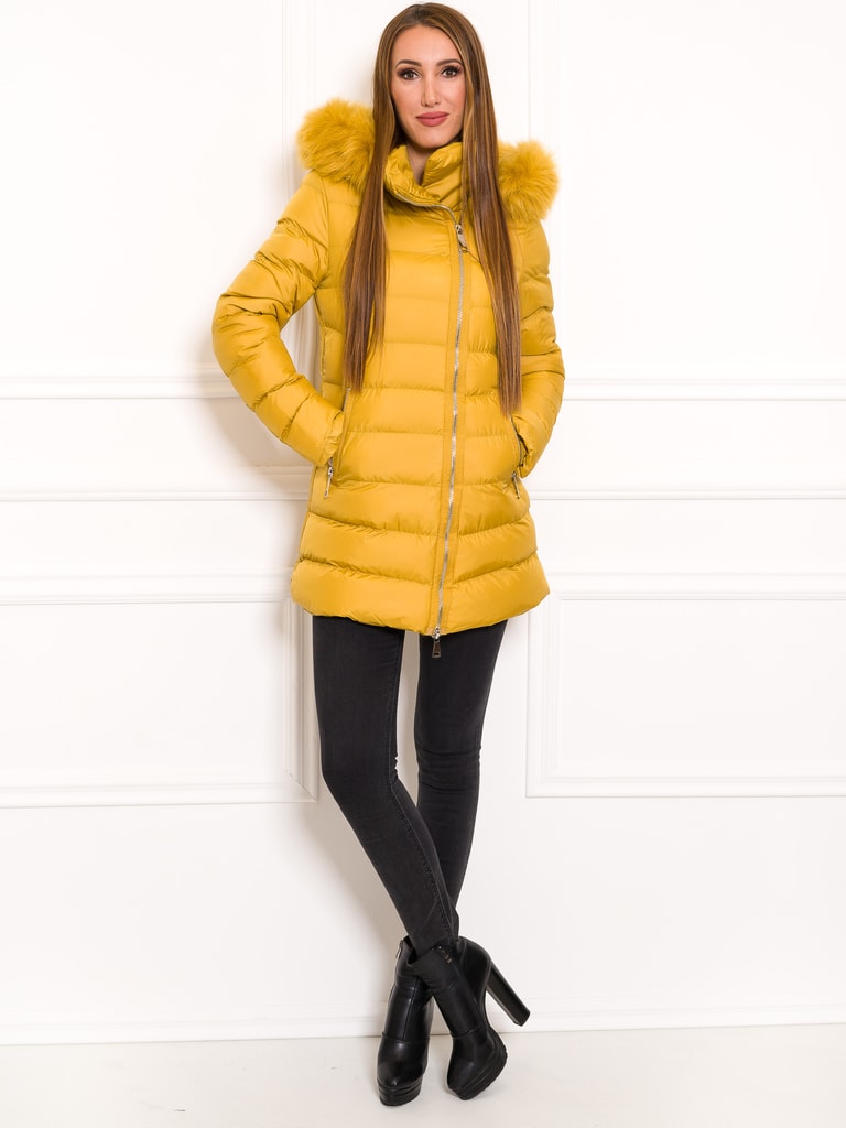 Dámská zimní bunda s asymetrickým zipem žlutá - Due Linee - Poslední kusy -  Zimní bundy, Dámské oblečení - GLAM, protože chci být odlišná!