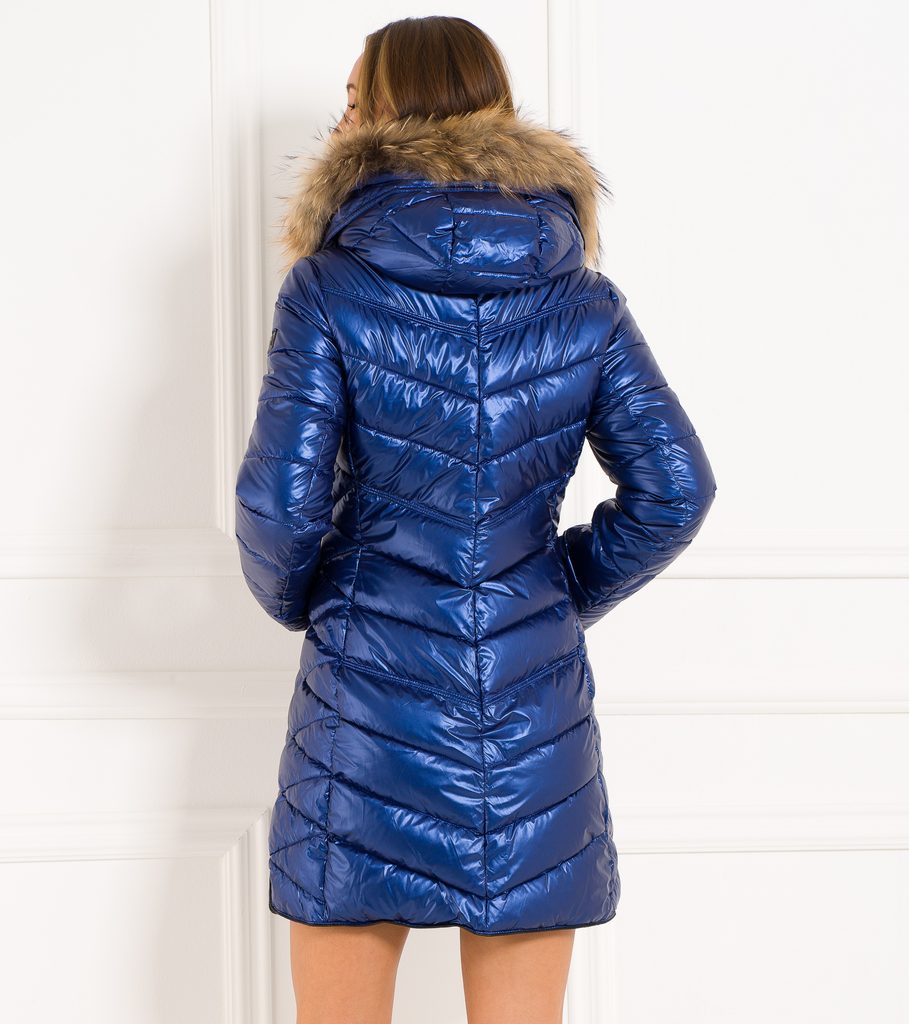 Dámská zimní bunda s pravou kožešinou kolem kapuci modrá - Due Linee - Zimní  bundy - Dámské oblečení - GLAM, protože chci být odlišná!