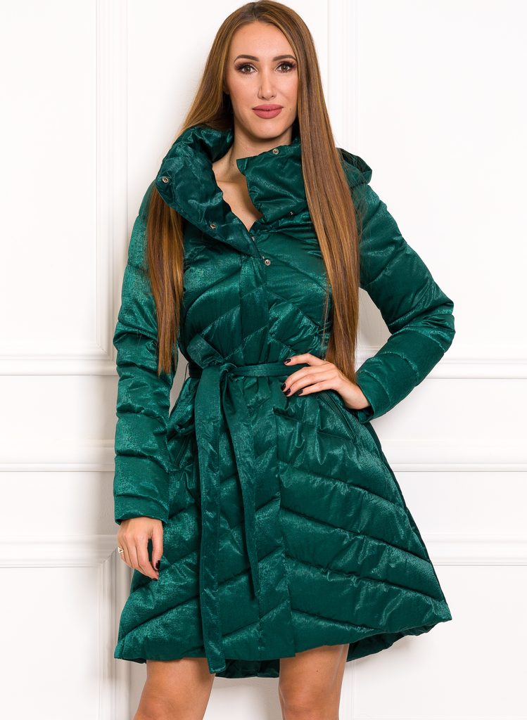 Zimní exkluzivní bunda do zvonu na vázání smaragdová zelená - Due Linee -  Zimní bundy - Dámské oblečení - GLAM, protože chci být odlišná!