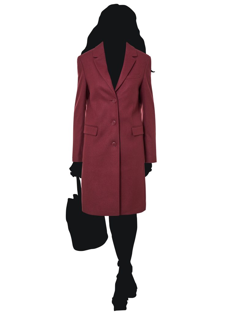 Glamadise.sk - Calvin Klein dámský vínový flaušový kabát - Calvin Klein -  Kabáty - Dámske oblečenie - GLAM, protože chci být odlišná!
