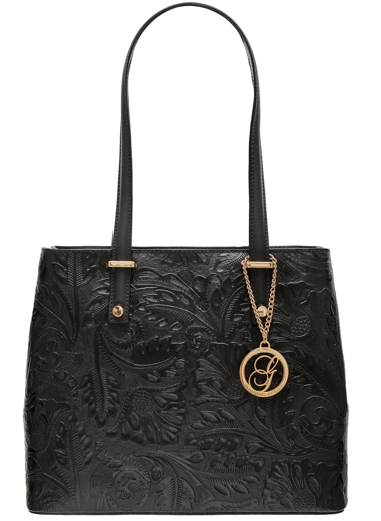 Kožená kabelka s květy přes rameno - černá - Glamorous by GLAM - Přes  rameno - Kožené kabelky - GLAM, protože chci být odlišná!