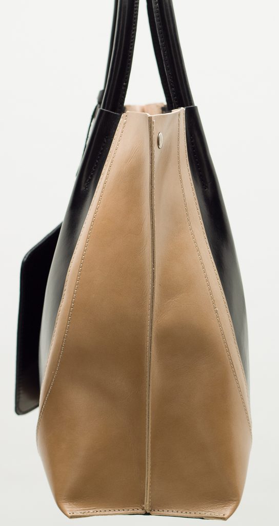 Béžovo černá kožená kabelka z leštěné kůže - Glamorous by GLAM - Kožené  kabelky - - GLAM, protože chci být odlišná!