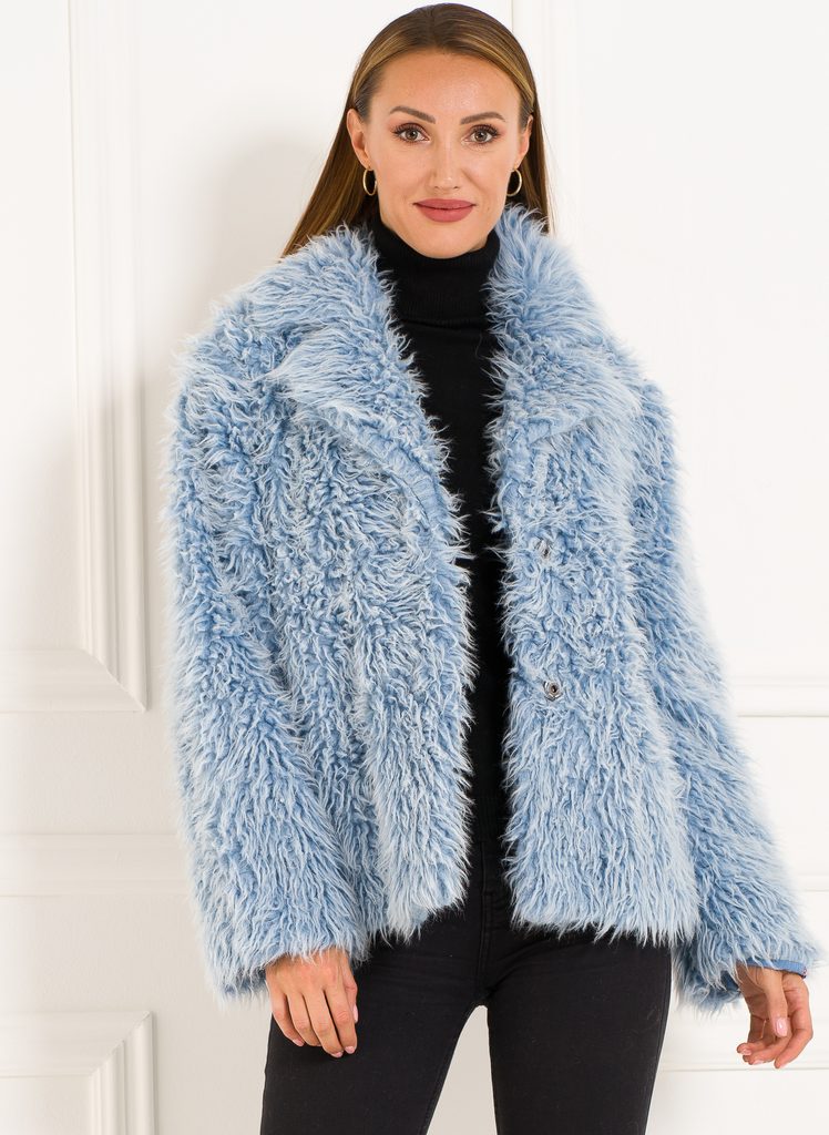 Dámský yetti krátký kabát - světle modrá - Glamorous by Glam - Poslední  kusy - Zimní bundy, Dámské oblečení - GLAM, protože chci být odlišná!