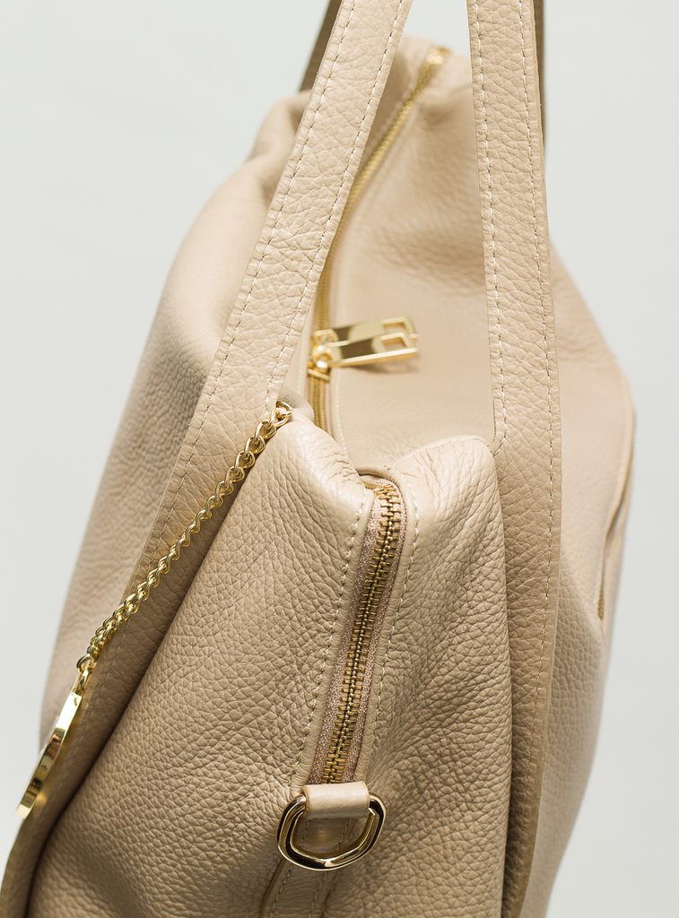 Dámská kožená kabelka se zlatým zipem - béžová - Glamorous by GLAM - Kožené  kabelky - - GLAM, protože chci být odlišná!