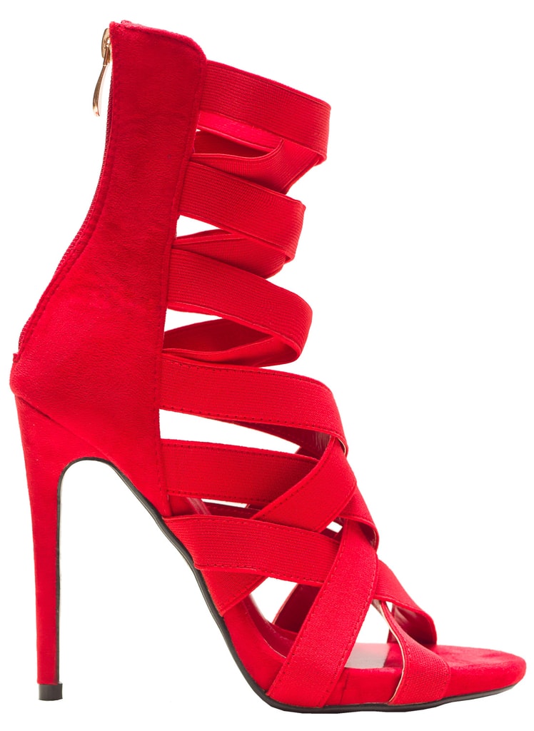 Dámské páskové boty na podpatku - červená - GLAM&GLAMADISE - Last chance -  Sandály, Dámská obuv - GLAM, protože chci být odlišná!