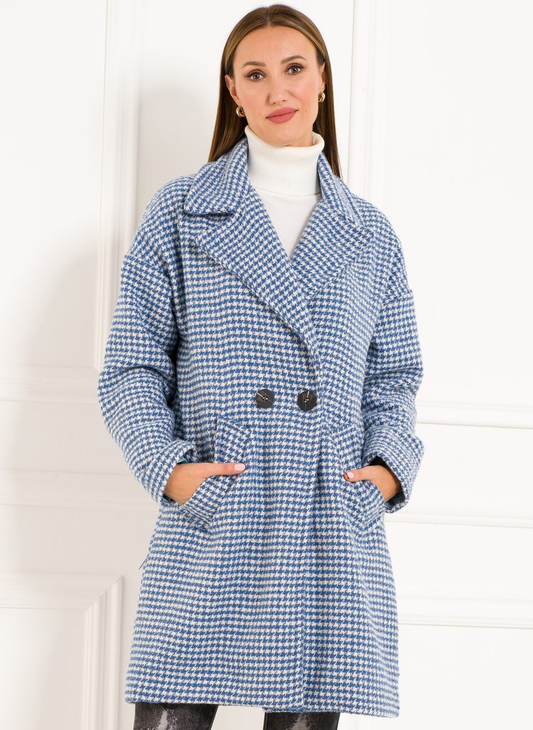 Dámský kabát kohoutí stopa modrý - Glamorous by Glam - Kabáty - Dámské  oblečení - GLAM, protože chci být odlišná!