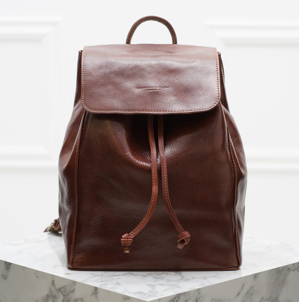 Dámský kožený batoh s klopou - marrone - Glamorous by GLAM Santa Croce -  Batohy - Kožené kabelky - GLAM, protože chci být odlišná!