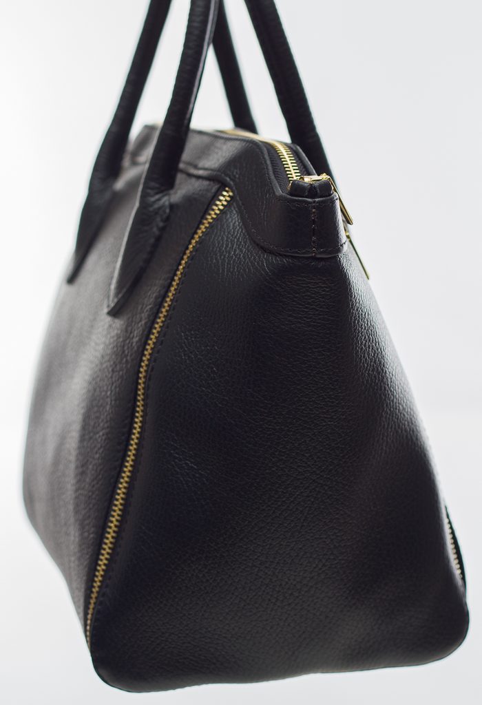 Černá kožená kabelka se zlatým zipem na straně - Glamorous by GLAM - Kožené  kabelky - - GLAM, protože chci být odlišná!