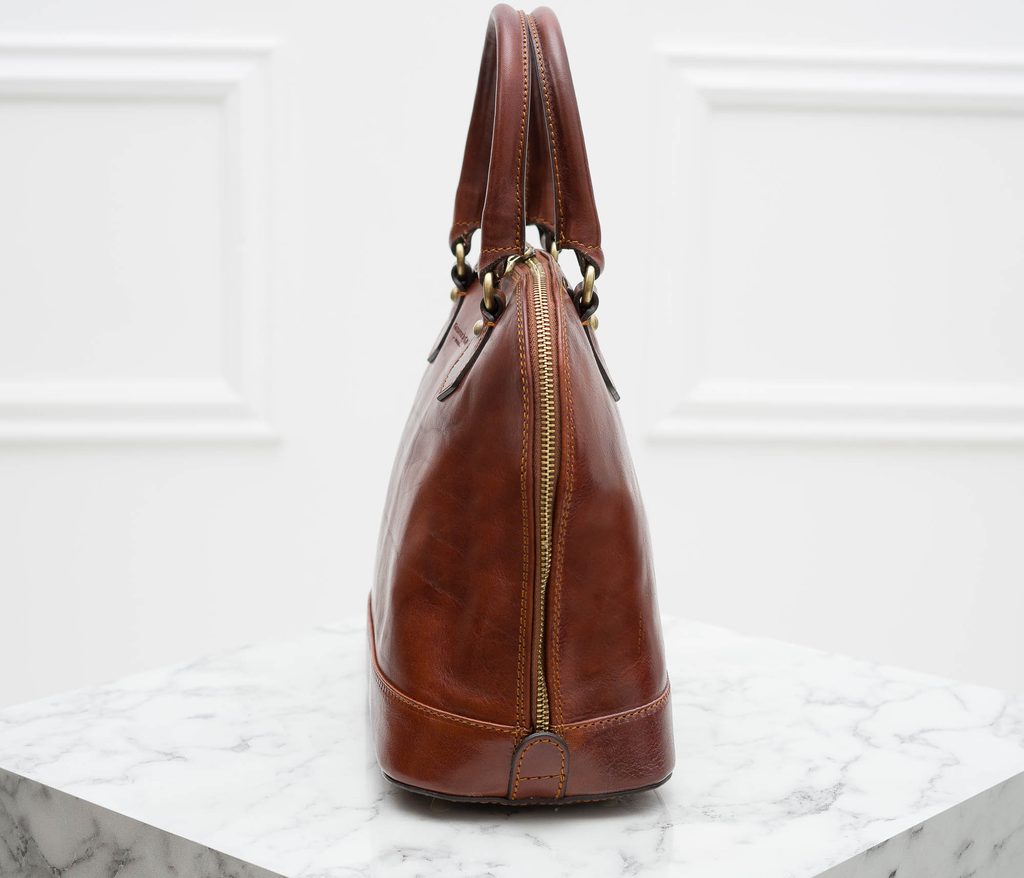 Dámská kožená kabelka malá do ruky - koňaková - Glamorous by GLAM Santa  Croce - Do ruky - Kožené kabelky - GLAM, protože chci být odlišná!
