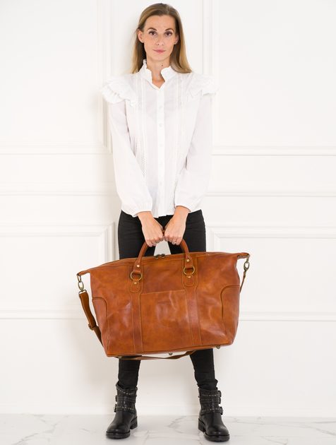 Kožená cestovní taška - hnědá - Glamorous by GLAM Santa Croce - Přes rameno  - Kožené kabelky - GLAM, protože chci být odlišná!