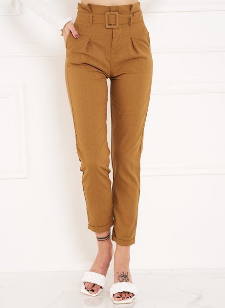 Buy Women's Tan Beige Straight Fit Trousers Online at Bewakoof