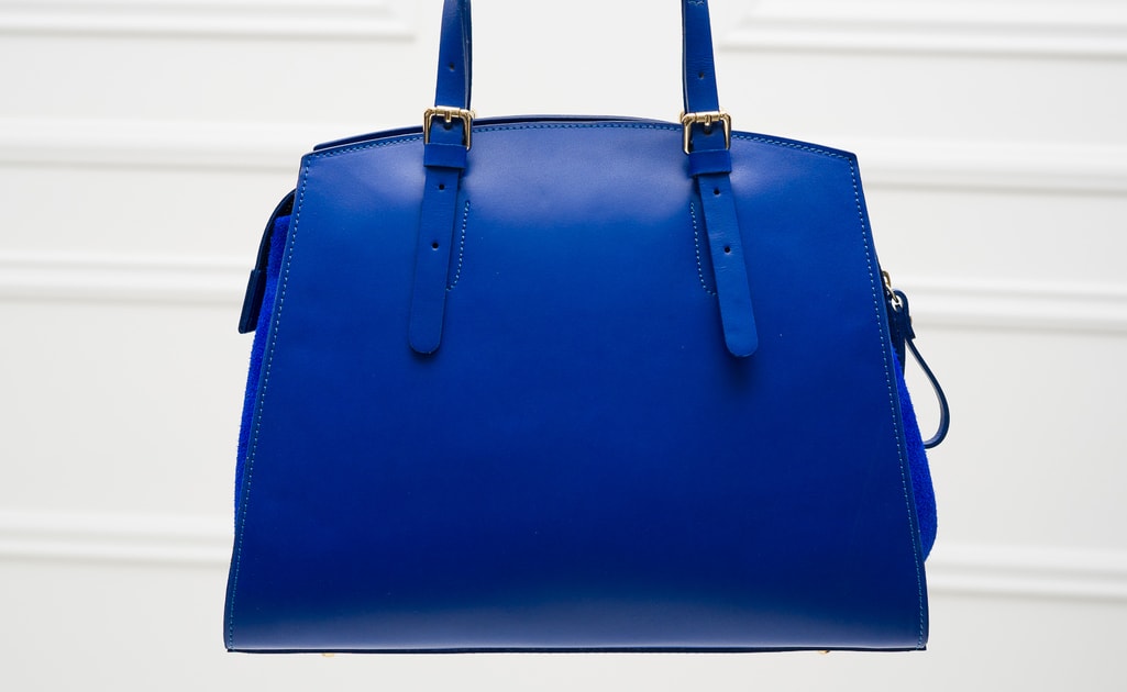 Dámská kožená kabelka kombinace semiš - královsky modrá - Glamorous by GLAM  - Do ruky - Kožené kabelky - GLAM, protože chci být odlišná!