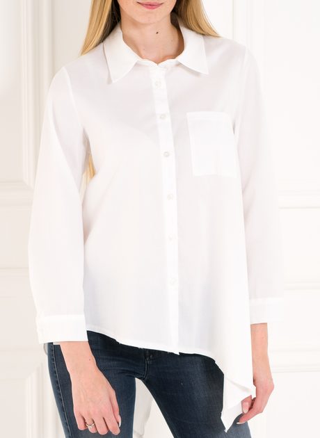 Dámská asymetrická košile - bílá - Glamorous by Glam - Topy a halenky -  Dámské oblečení - GLAM, protože chci být odlišná!