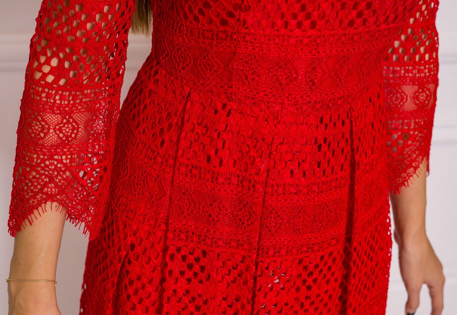 Glamadise.sk - Dámske krajkové šaty červené TWINSET - TWINSET - Každodenní  šaty - Šaty, Dámske oblečenie - GLAM, protože chci být odlišná!