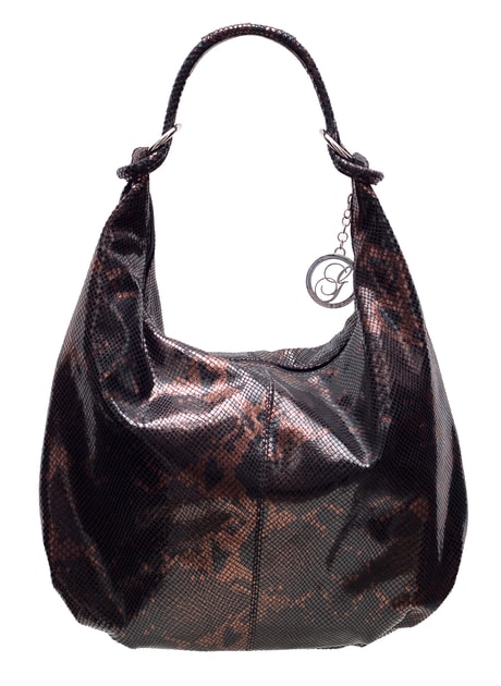 Kožená kabelka přes rameno s hadím vzorem černo - měděná - Glamorous by  GLAM - Kožené kabelky - - GLAM, protože chci být odlišná!