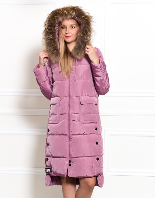 Glamadise.sk - Dámska zimná bunda dlhá s pravou líškou a cvoky ružová - Due  Linee - Zimné bundy - Dámske oblečenie - GLAM, protože chci být odlišná!