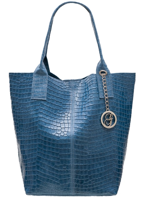 Dámska kožená kabelka shopper hadí vzor - modrá - Glamorous by GLAM -  Shopper - Kožené kabelky - GLAM, protože chci být odlišná! - Glamadise.sk