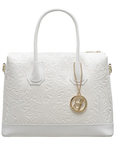 Dámská kožená kabelka s květy do ruky - bílá - Glamorous by GLAM - Do ruky  - Kožené kabelky - GLAM, protože chci být odlišná!