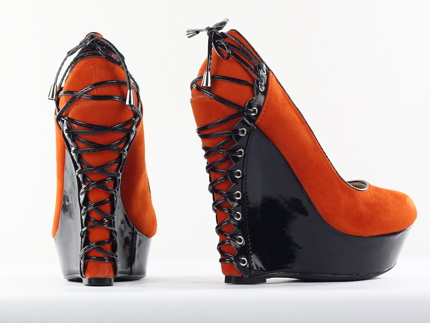Dámské extravagantní boty na platformě - klínku oranžové - GLAM&GLAMADISE -  Dámská obuv - - GLAM, protože chci být odlišná!