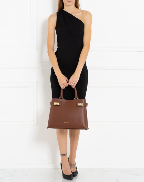 Dámská exkluzivní kabelka se zlatými detaily - hnědá - Glamorous by GLAM -  Do ruky - Kožené kabelky - GLAM, protože chci být odlišná!
