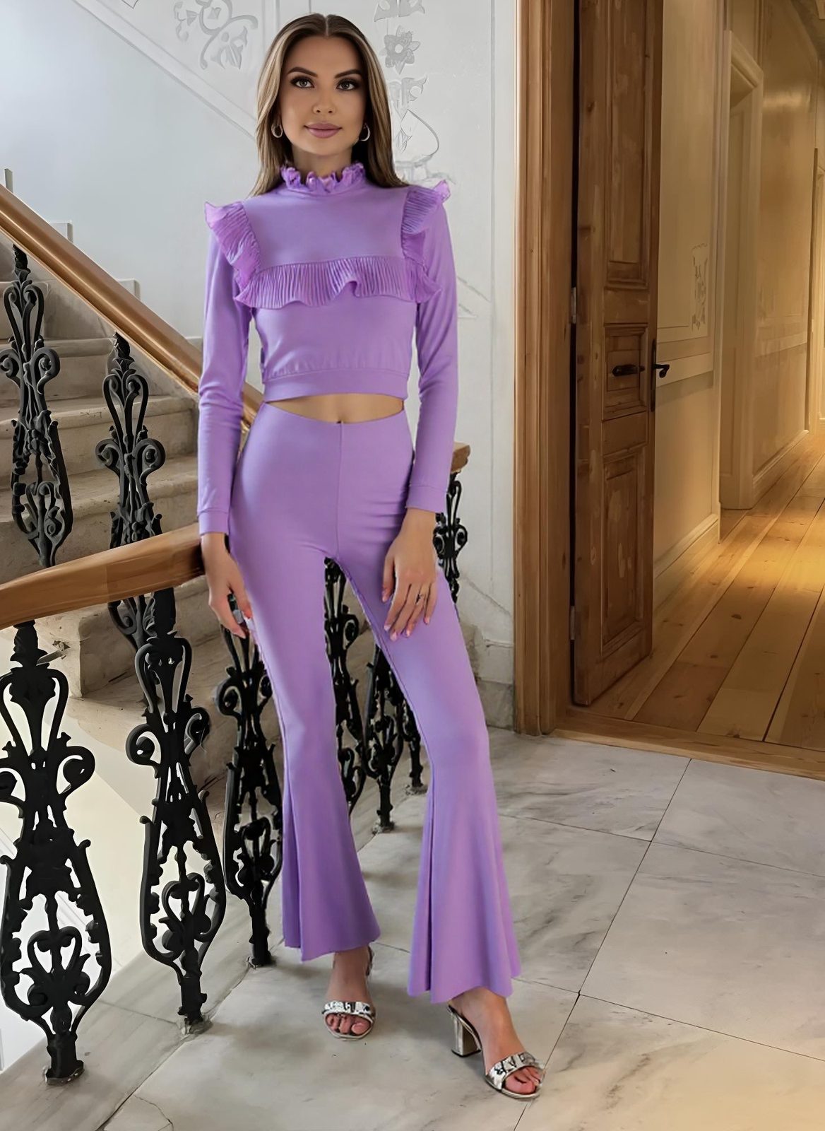 piping onepiece & cardigan set (purple) | ミヌエール
