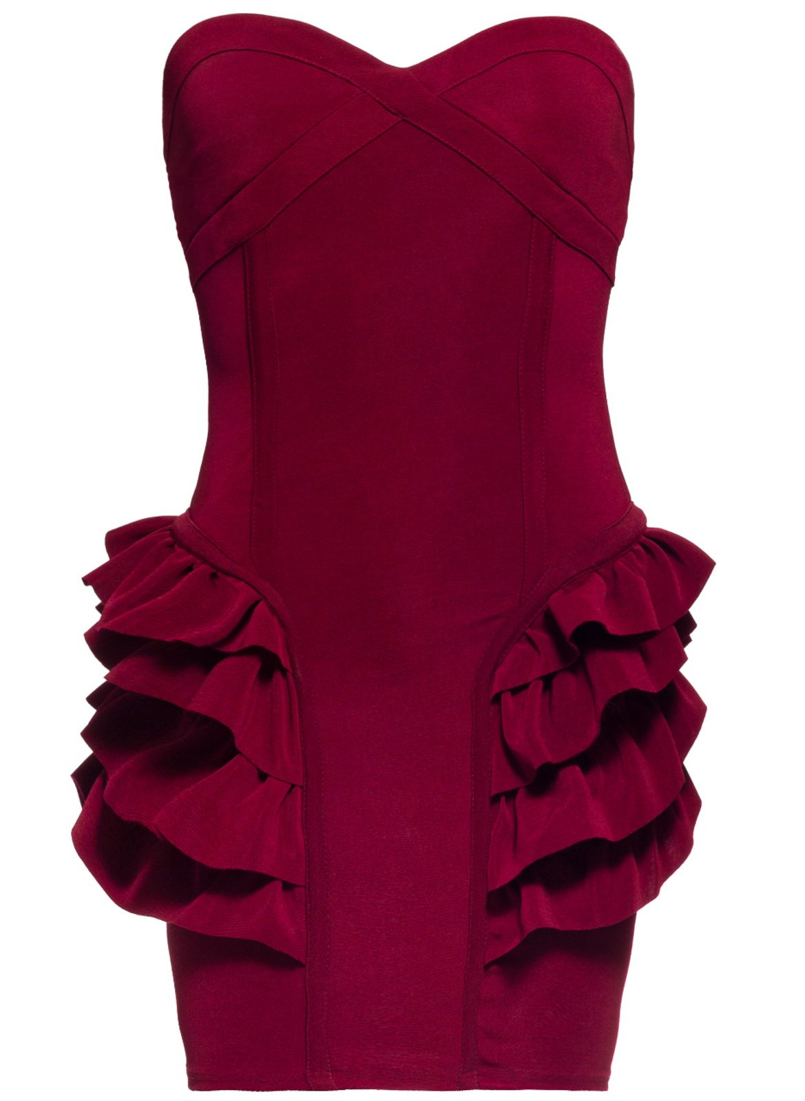 red bandage frill hem bodycon dress Love You Forever Dress (Red) – LORETA main image 1