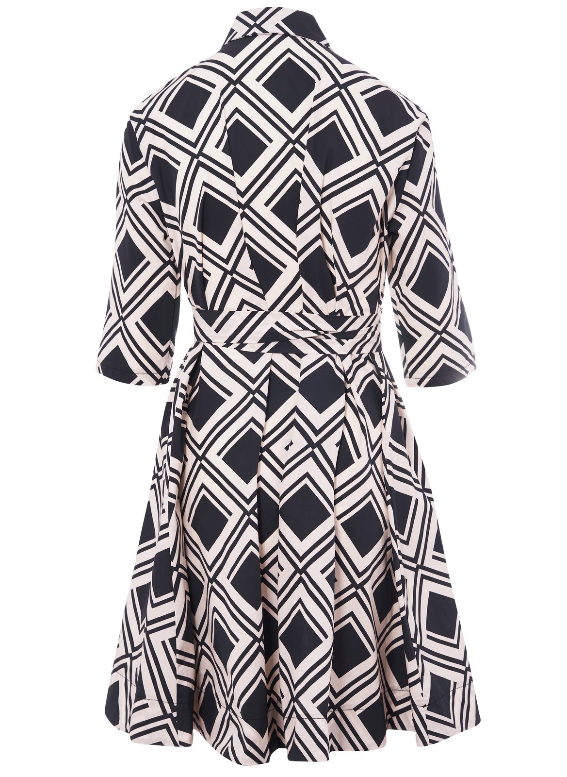 blue dress for baby girl Black and White Floral Print Women's Midi Dress: Timeless Elegance M / Black main image 0