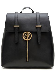 Dámský kožený batoh na patenty ražený - černá