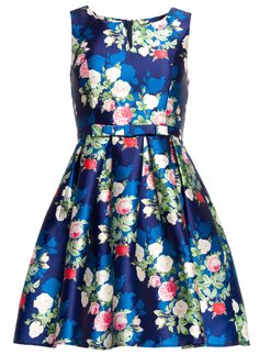 Damska rozkloszowana sukienka Due Linee - niebieski