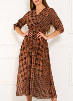 Damska długa sukienka Glamorous by Glam -brązowy