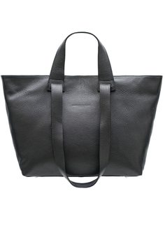 Kožená velká kabelka s krátkým a dlouhým poutkem - černá