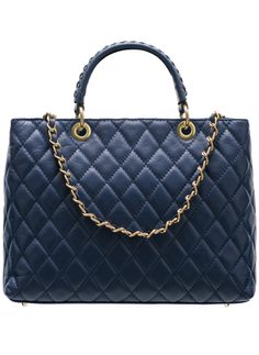 Damska skórzana torebka do ręki Glamorous by Glam - niebieski