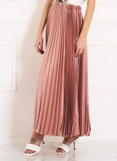 Dámská plizovaná saténová sukně - rosa