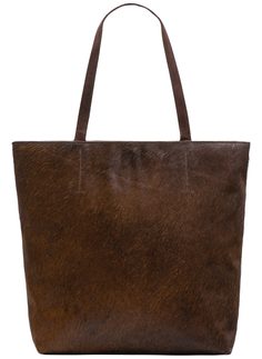 Dámska kožená kabelka veľká cez rameno so srsťou - tmavo hnedá