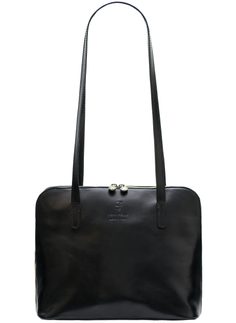 Dámská kožená kabelka s dlouhými poutky - černá