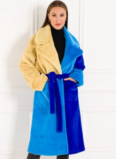 Dámský oboustranný kabát tricolor modrá