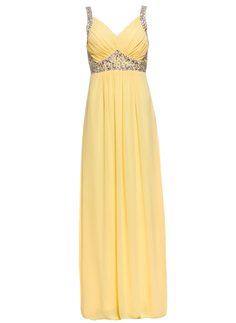 Damska długa sukienka Due Linee - żółty