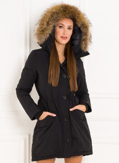 Winter jacket with real fox fur Due Linee - Black