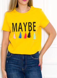 Women's T-shirt Due Linee - Yellow