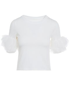 Dámské tričko s nabíranými rukávy - bílá
