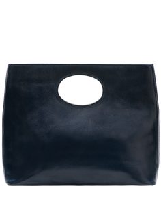 Kožená kabelka pevná do ruky - tmavě modrá
