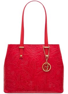 Damska skórzana torebka na ramię Glamorous by GLAM - czerwony